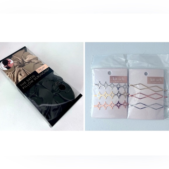 NWT Kitsch Bundle 2 Pack Satin Pillow Scrunchies and Bobby Pins - Picture 1 of 5
